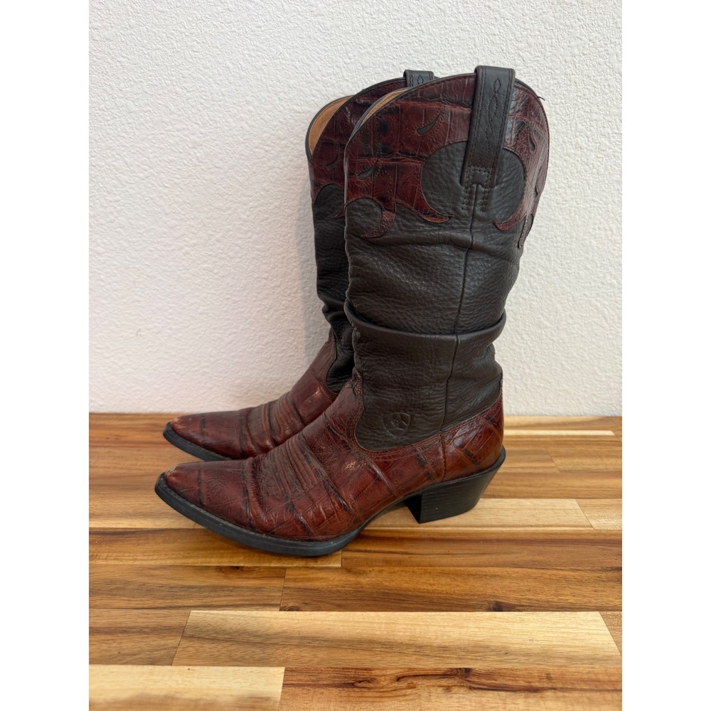Ariat Ginger Chocolate Gator Western Boots Women's 6B Pointed Toe Leather 13826